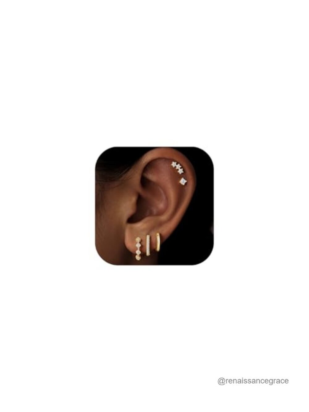5 Pair Gold Plated Hoop Earrings Set CZ Women Jewelry Hypoallergenic